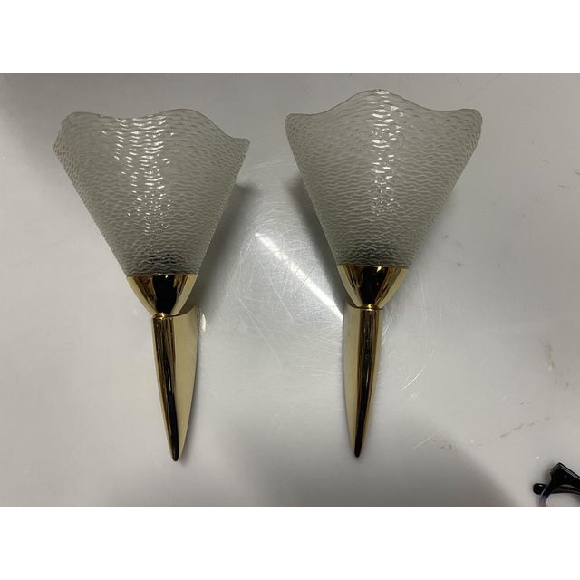 Murano Glass and Brass Sconces, 1970s, Set of 2 For Sale - Image 9 of 10