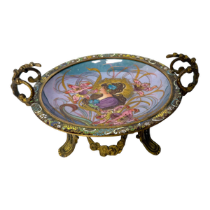 Art Nouveau Sevres Porcelain & Champlevé Enamel Centerpiece