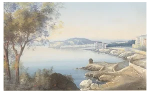 Yves Gianni, Costa Ligure, Gouache on Paper, Framed