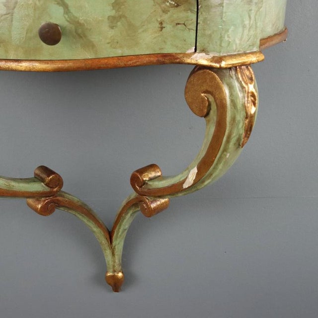 Drop-Shaped Console Table in Fir with Faux Marble Finish For Sale - Image 5 of 10
