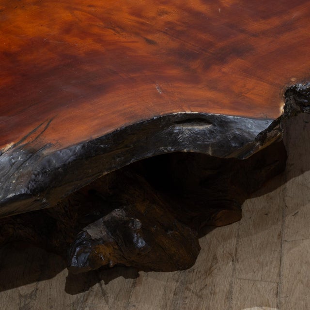 Brown Vintage Live Edge Redwood Burl Coffee Table c.1960 For Sale - Image 8 of 11