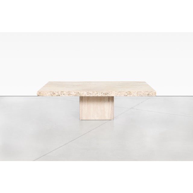 1970s Italian Modernist Live Edge Travertine Coffee Table by Stone International For Sale In Los Angeles - Image 6 of 11