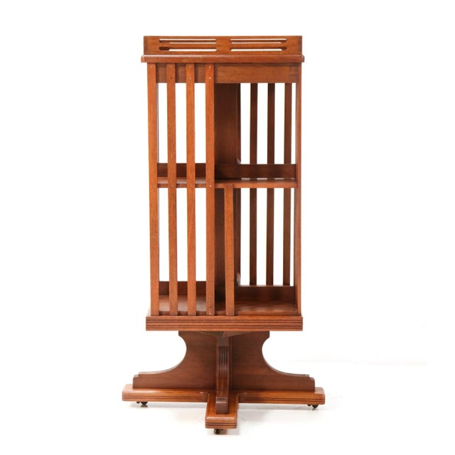 Art New Oak Juststil Revolving Bookcase, 1890s For Sale - Image 6 of 10