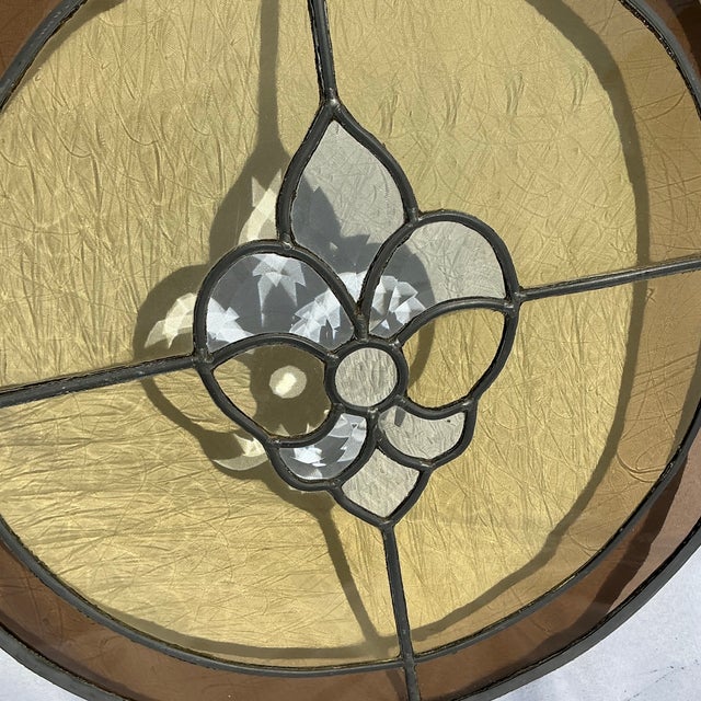 Beautiful Vintage, Round Slag Stained Glass and Beveled Glass Round Panel. You can see the texture in the 10 stained glass...