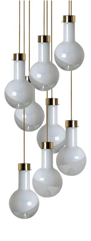 Several Milk Glass Pendant Light by Harrachov, 1970s