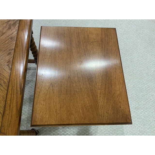 1950s Oak Wood Nesting Tables Turned Legs Stacking Tables - Set of 2 For Sale In Chicago - Image 6 of 13