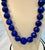 Vintage Lapis Lazuli Single Strand Necklace with 4 brilliant cut Diamond in the Clasp Heavy 14 Karat Yellow Gold Clasp 5...