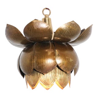 Small Sculptural Brass Lotus Pendant Light by Feldman Lighting Co For Sale