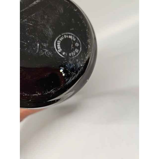 MCM Art Deco Hand Painted Czech Sterling on Black Hand-Blown Vase (Set of Three) For Sale - Image 4 of 4