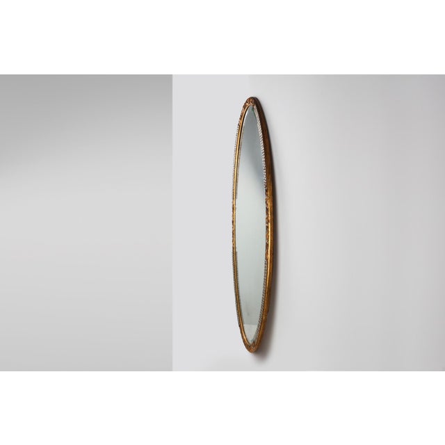 Gold Large Art Deco French Gilded and Silvered Oval Mirror, 1910s For Sale - Image 8 of 11