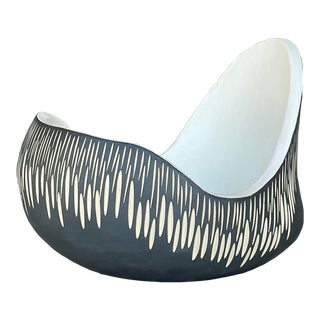 Vintage Boho Original Scored Studio Pottery Bowl For Sale