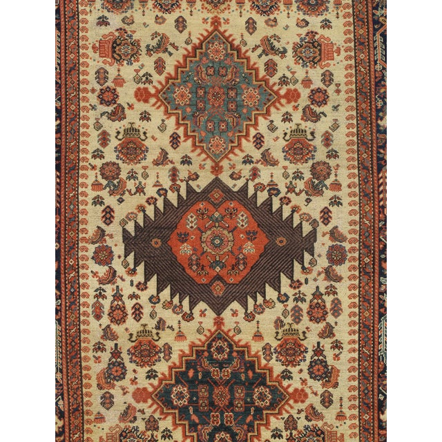 Brown Antique Persian Malayer Carpet, Geometric Design, Ivory, Green, Navy Circa 1890 For Sale - Image 8 of 18