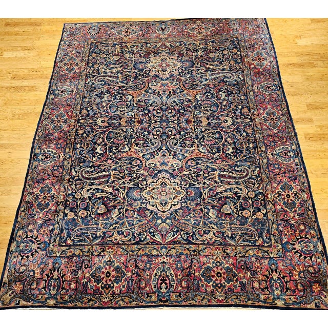 Magnificent Early 20th Century Vintage Persian Yazd Room Size Rug, meticulously hand-knotted circa the early 1900s. Yazd...