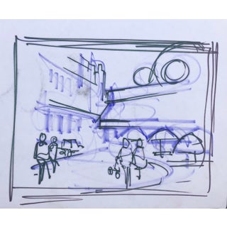 1980s John Reilly Abstract Cityscape Drawing For Sale