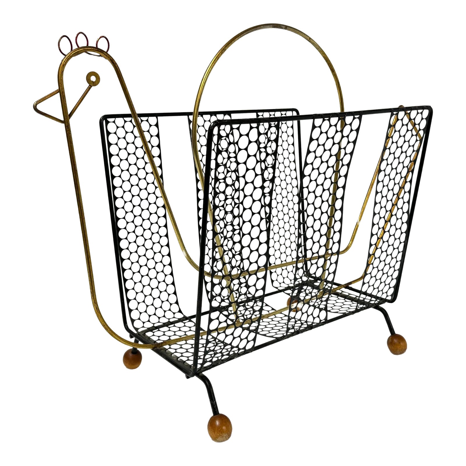 Rare Mid Century Frederic Weinberg Style Magazine Rack | Chairish