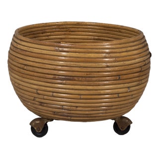 Vintage Italian Bamboo Planter, 1960s For Sale