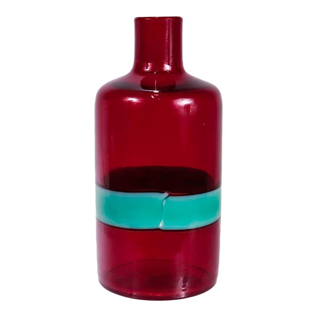 Venini Mid-Century Italian Art Glass Bottle a Fasce Orizzontali by Bianconi For Sale