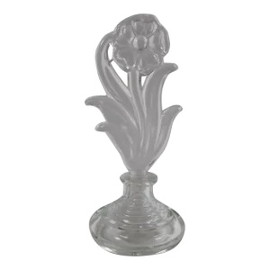1980s Perfume Bottle With Tall Flower Shaped Stopper