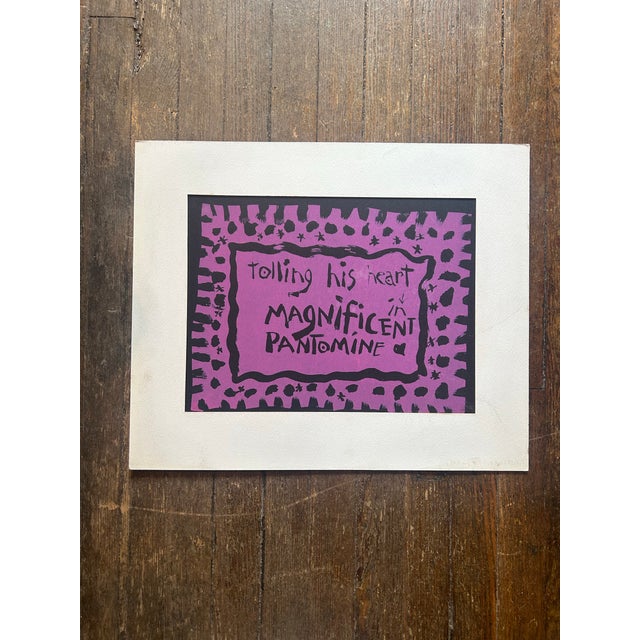 1960’s original pop art folk art serigraph silk screen laid on matboard in the style of Corita Kent. Measures 21.5x18...