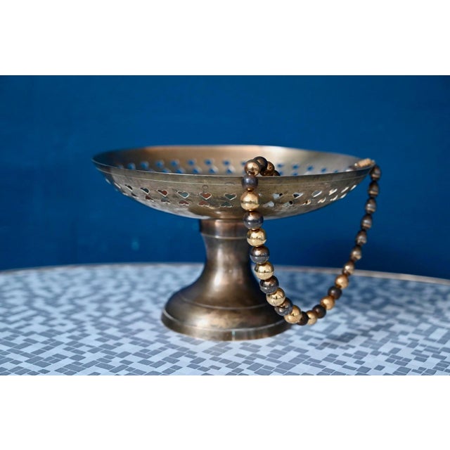 Vintage Brass Openwork Footed Bowl with Bird Design, 1960s For Sale - Image 3 of 9