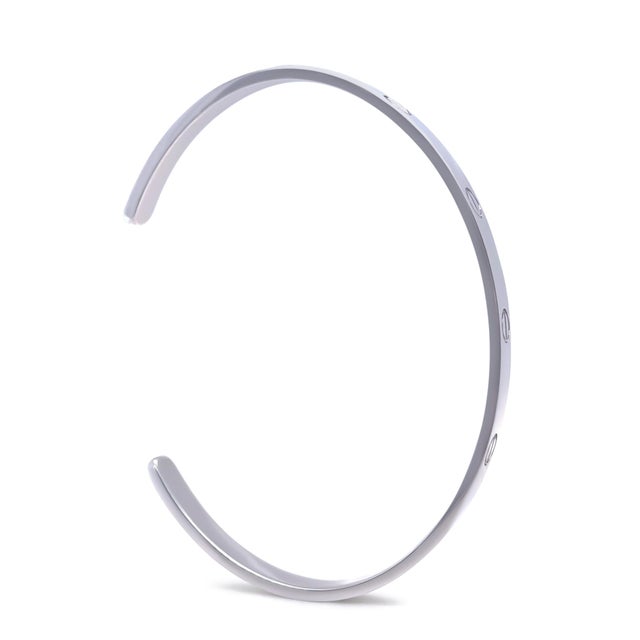 Metal Cartier 18ct White Gold Love Cuff Bracelet 27.7g For Sale - Image 7 of 14