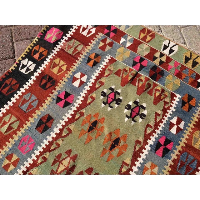 1960s Hand Woven Vintage Turkish Kilim Rug - 46" X 81" For Sale - Image 9 of 10