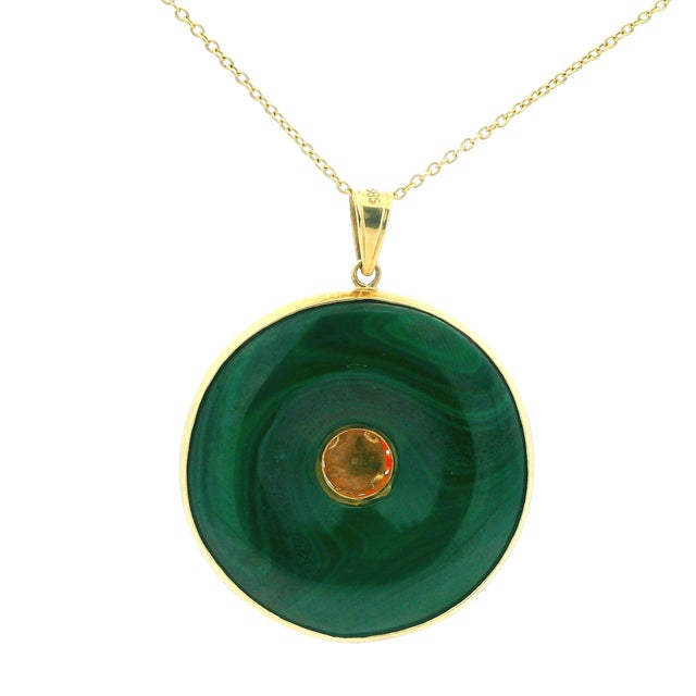 Metal Vintage Italian 14k Gold Jade and Carved Coral Statement Pendant For Sale - Image 7 of 11