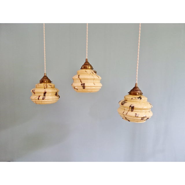 Art Deco Pendant Light in Marbled Opaline Glass from Scailmont, Belgium, 1920s For Sale - Image 15 of 17