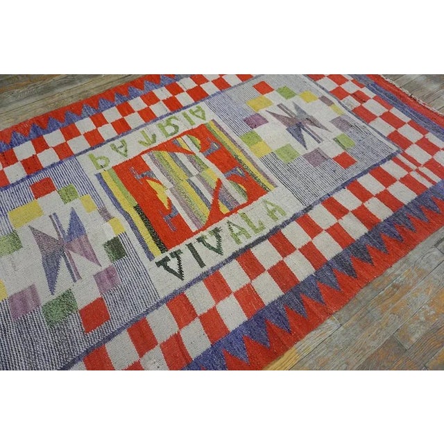 1900s Purple Lavender Antique Mexico Navajo Rio Grande Carpet 5' X8'7" Flatweave Wool Rug For Sale - Image 9 of 15