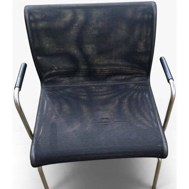 Black Pair of Keilhauer Net Lounge Armchairs by Eoos in Black Mesh and Tubular Steel For Sale - Image 8 of 16