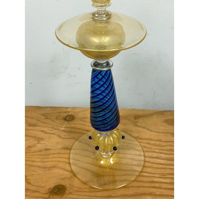 La Fenice Murano Glass Filigrana Candle Holders, Pair For Sale - Image 10 of 13