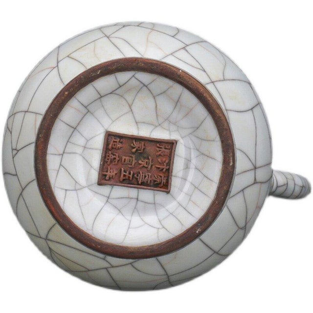 Chinese Ceramic Wine Pot Guan Ware Crackle Glaze Celadon Flagon For Sale In Seattle - Image 6 of 13