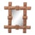 Petite Turn of the Century French Brown Tramp Art Mirror with Protruding Corners For Sale