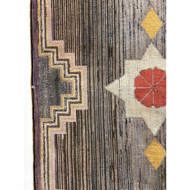 1960s Vintage Hand Hooked Geometric Area Rug For Sale - Image 5 of 18