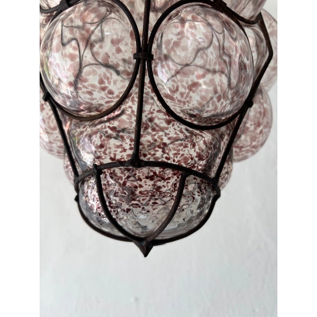 Glass 1950s 1 of 3 Big Mid-Century Seguso Murano Amethyst Blown Bubble Lantern Chandelier For Sale - Image 7 of 10
