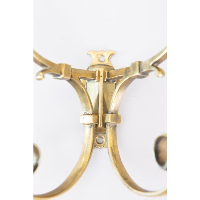 Antique French Brass Coat & Hat Racks Wall Hooks - A Pair For Sale - Image 4 of 8
