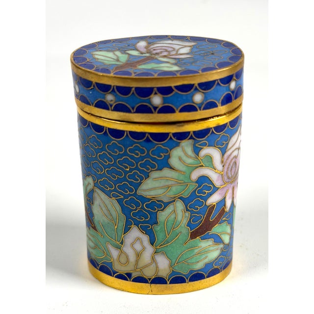 Vintage Chinese Cloisonné Small Canister Jar Set - 8 Canisters W/ Original Box For Sale - Image 16 of 17