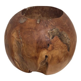 Sculptural Burl Wood Vessel Bowl For Sale