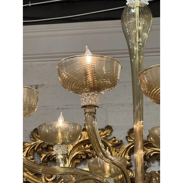 Glass Murano Tabaco Glass Chandelier For Sale - Image 7 of 7
