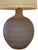 This Mid-Century Modern table lamp features a hand-crafted bulbous studio pottery base rendered in a warm, earthy brown...