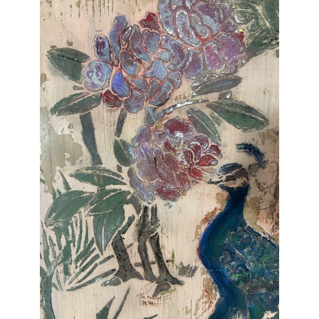 Large Vintage Painted Pine Wardrobe with Chinoiserie Panels, 1940s For Sale - Image 9 of 11