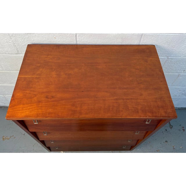 Mid 20th Century Modern Cherry Highboy Dresser by Bassett, Attributed For Sale In New York - Image 6 of 15