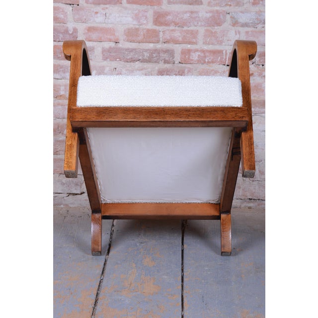 Textile Czech Art Deco Seating Set in Oak attributed to Krásná Jizba, 1930s, Set of 3 For Sale - Image 7 of 18