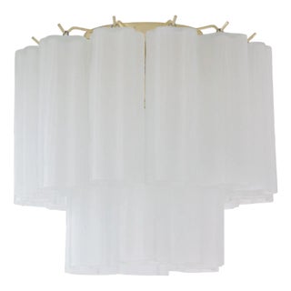 Frosted Murano Glass Chandelier, Italy, 1990s For Sale