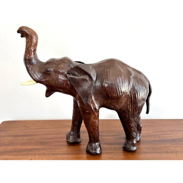 Brown Vintage Brown Leather-Wrapped Lucky Elephant For Sale - Image 8 of 8