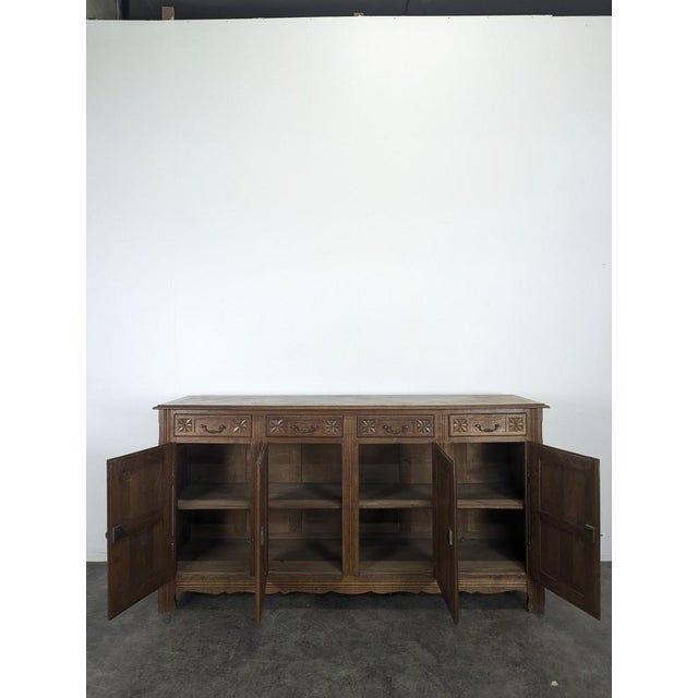 Brutalist Oak Buffet in the style of Dudouyt For Sale - Image 9 of 11
