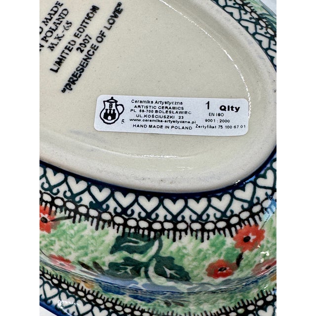 'Polish Pottery' Unikat 'Presence of Love'' Limited Edition Basket # 1973 With Coa by Ceramika Artystyczna Company For Sale - Image 11 of 12