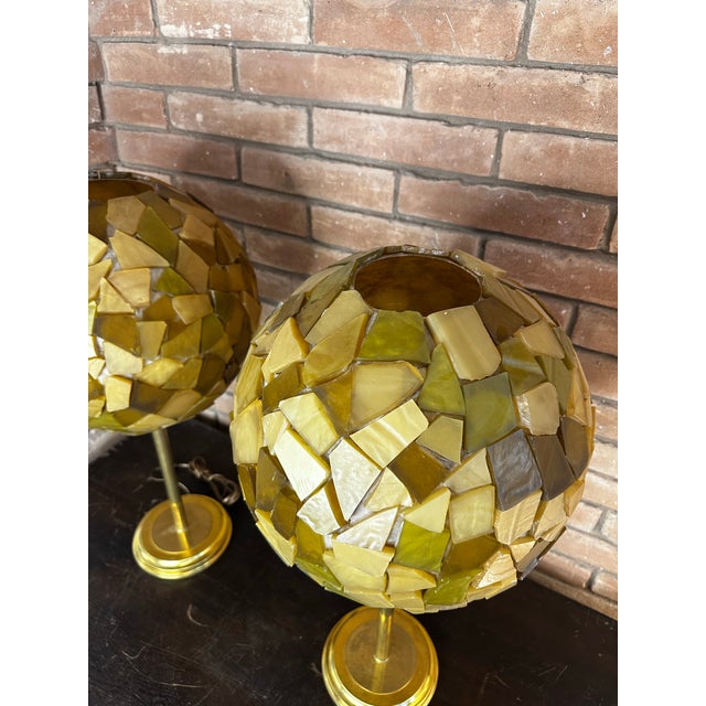 Metal Mid Century Modern Chuck Lucite Lamps on Brass Bases. For Sale - Image 7 of 12