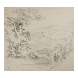 Vintage George Baer Landscape Pencil Study Drawing For Sale