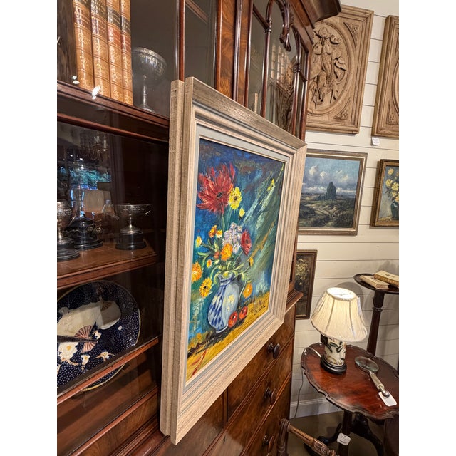 Early 20th Century Still Life Oil Painting "Flower Vase" Original Art For Sale - Image 5 of 7